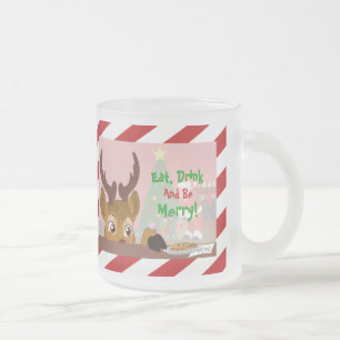 Caneca De Café Vidro Jateado Reindeer Love Cookies