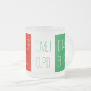 Caneca De Café Vidro Jateado REINDEER NOMES Fosco Vidro