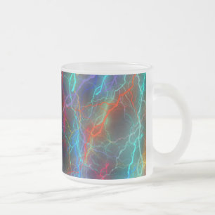 Caneca De Café Vidro Jateado Relâmpago Colorido Arco-íris Tempestade