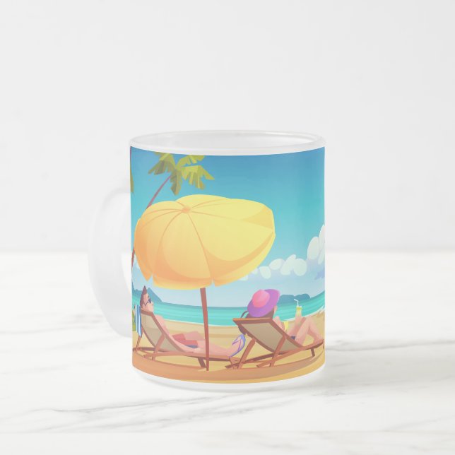 Caneca De Café Vidro Jateado Relaxando o Verão de 2025 (Frente Esquerda)