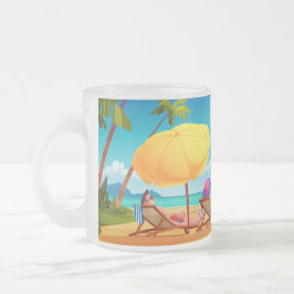Caneca De Café Vidro Jateado Relaxando o Verão de 2025