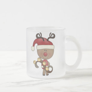 Caneca De Café Vidro Jateado Rena de Rudy com Bels