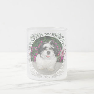 Caneca De Café Vidro Jateado Resgate de Cachorro Shih Tzu Preto e Branco