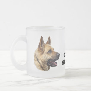 Caneca De Café Vidro Jateado Retrato de cão German shepherd alsaciano