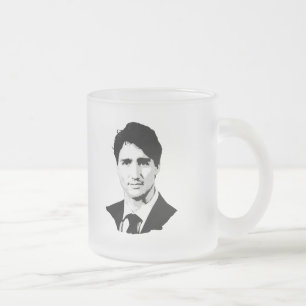 Caneca De Café Vidro Jateado Retrato de Justin Trudeau
