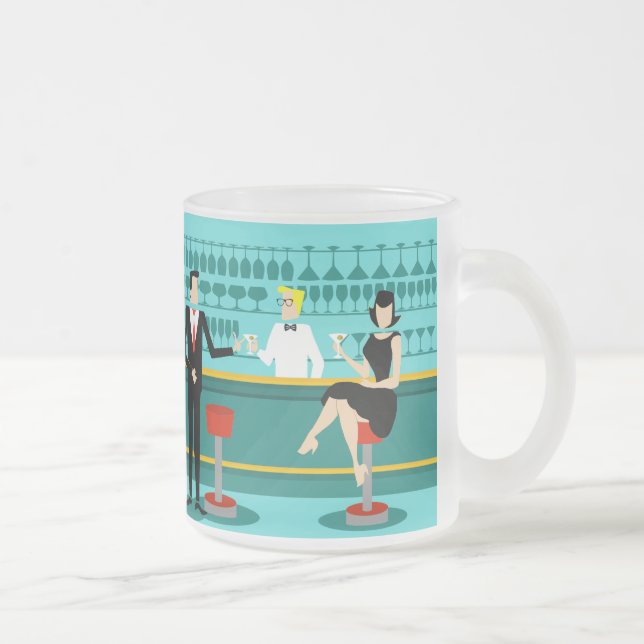Caneca De Café Vidro Jateado Retro Cocktail Lounge Mug (Direita)