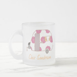 Caneca De Café Vidro Jateado Retro Personalizado Caravana Art Mugs