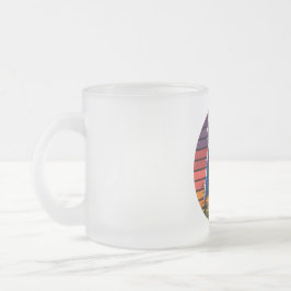Caneca De Café Vidro Jateado Retro Psychedelic Capybara Rainbow Sunset Glass