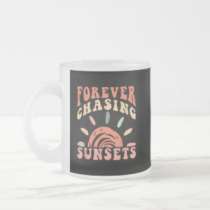 Caneca De Café Vidro Jateado Retro Vintage para sempre perseguir Pôrs do sol fé