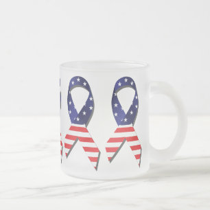 Caneca De Café Vidro Jateado Ribbon EUA