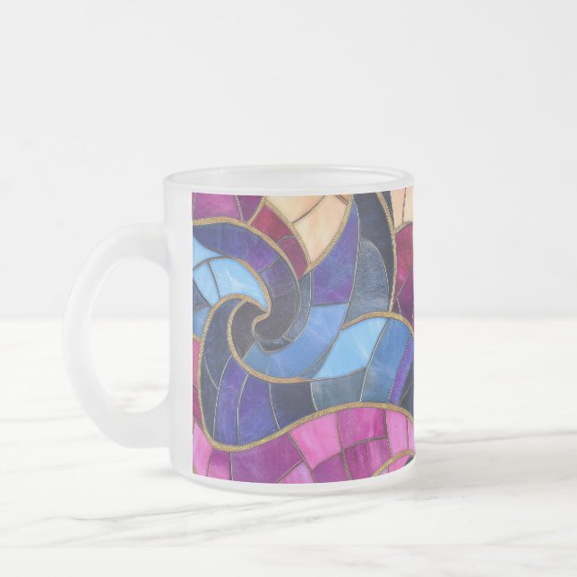 Caneca De Café Vidro Jateado Rico Mosaico Fosco (Esquerda)