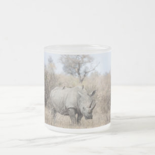 Caneca De Café Vidro Jateado Rino Branco