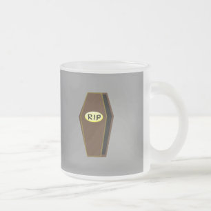 Caneca De Café Vidro Jateado RIP Halloween Coffin of Doom