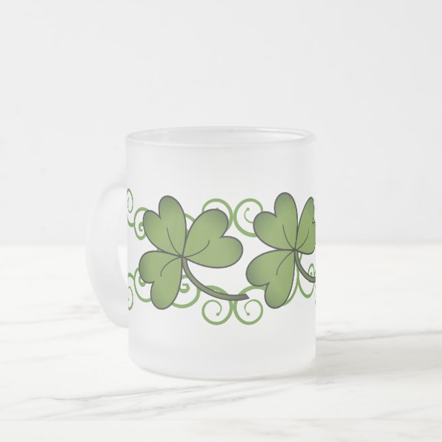 Caneca De Café Vidro Jateado Rolar & Shamrock (Frente Esquerda)