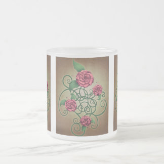 Caneca De Café Vidro Jateado Rosa Cartouche