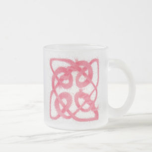 Caneca De Café Vidro Jateado ROSA CELTIC KNOT Fosco
