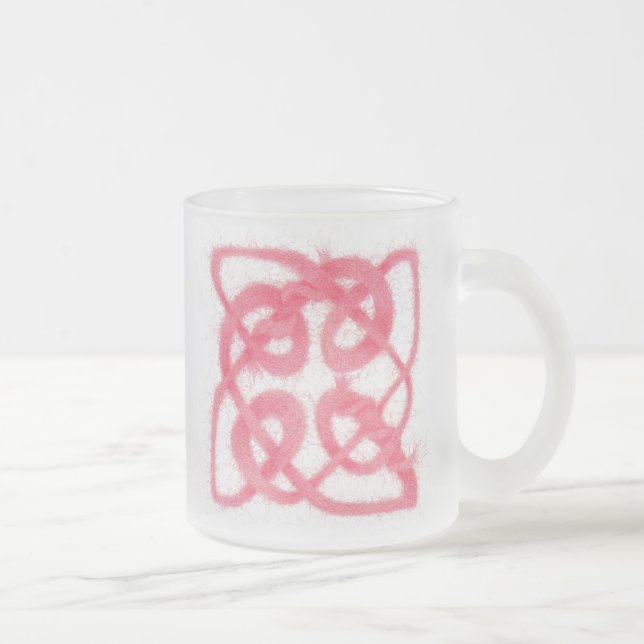 Caneca De Café Vidro Jateado ROSA CELTIC KNOT Fosco (Direita)