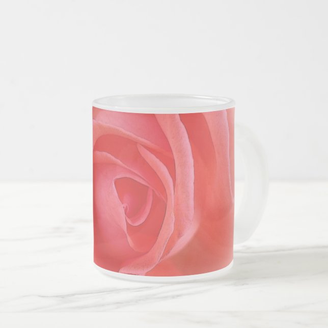 Caneca De Café Vidro Jateado rosa coral rosa (Frente Esquerda)