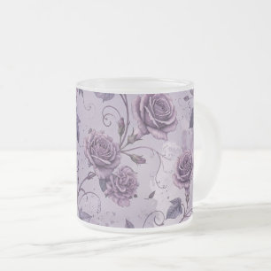 Caneca De Café Vidro Jateado Rosa Lavanda Empoeirada Tons Sonhadores Florais