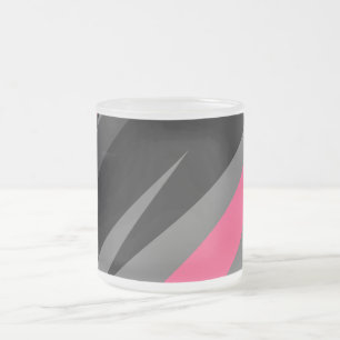 Caneca De Café Vidro Jateado Rosa Preto e Cinza