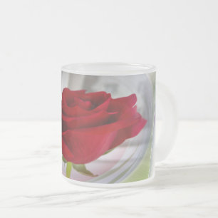 Caneca De Café Vidro Jateado Rosa vermelha 2