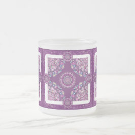 Caneca De Café Vidro Jateado Rosace vermelho cardinal