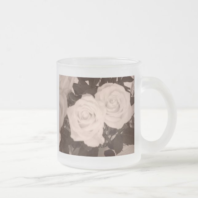 Caneca De Café Vidro Jateado Rosas de casamento (Direita)