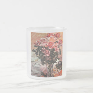 Caneca De Café Vidro Jateado rosas-rosadas-de-Lovis-Corinth-1924 flores