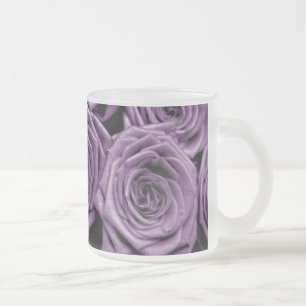 Caneca De Café Vidro Jateado Rosas violetas