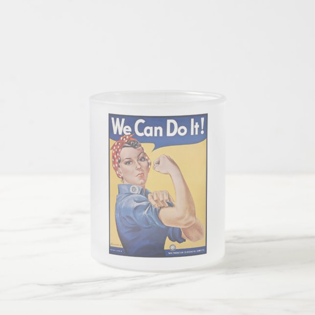Caneca De Café Vidro Jateado Rosie, a Remachadora: Mulheres Fortes e Empoderame (Centro)