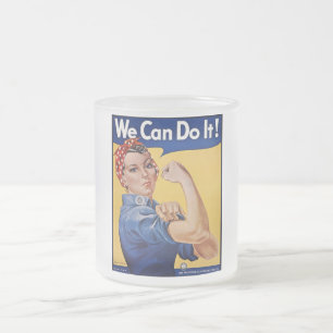 Caneca De Café Vidro Jateado Rosie the Riveter: Forte Empoderamento feminino