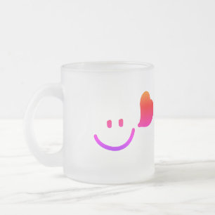 Caneca De Café Vidro Jateado Rosto sorridente com coração - saia colorida