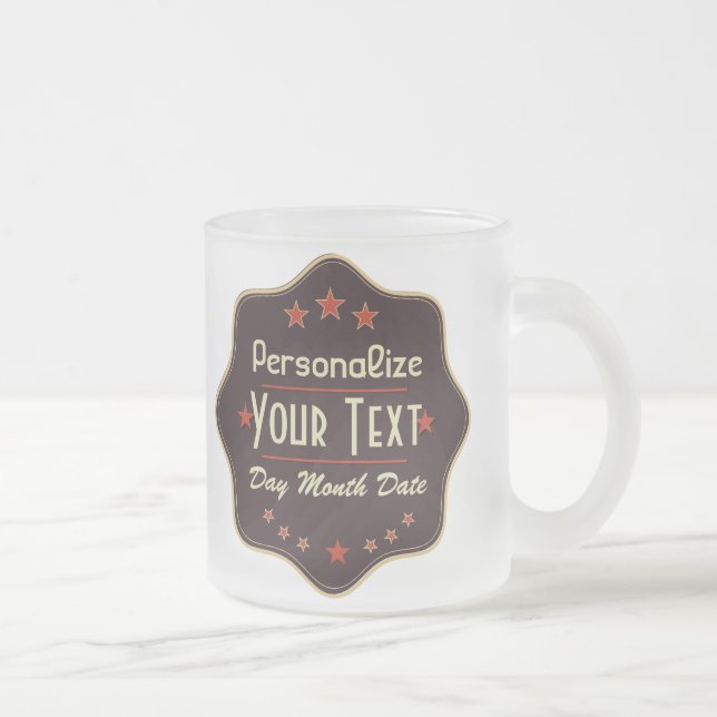 Caneca De Café Vidro Jateado Rótulo Retro com Texto Personalizado Clássico (Direita)