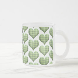 Caneca De Café Vidro Jateado Rua de Corações Brancos Verdes legal.Feriado do Di