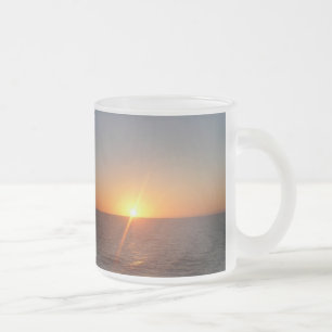 Caneca De Café Vidro Jateado Salto do Sol no Mar III Horizonte Oceano