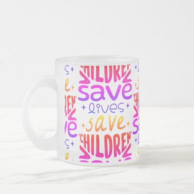 Caneca De Café Vidro Jateado Salvar Filhos, Salvar Vidas (Esquerda)