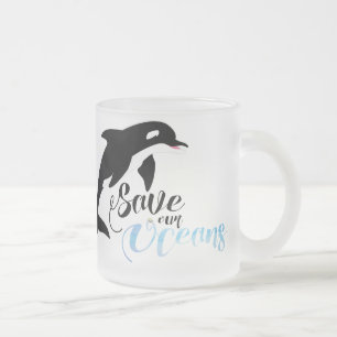 Caneca De Café Vidro Jateado Salve nossos oceanos