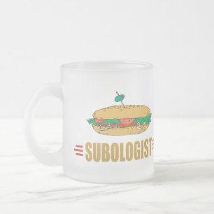 Caneca De Café Vidro Jateado Sandwich Submarino Engraçado