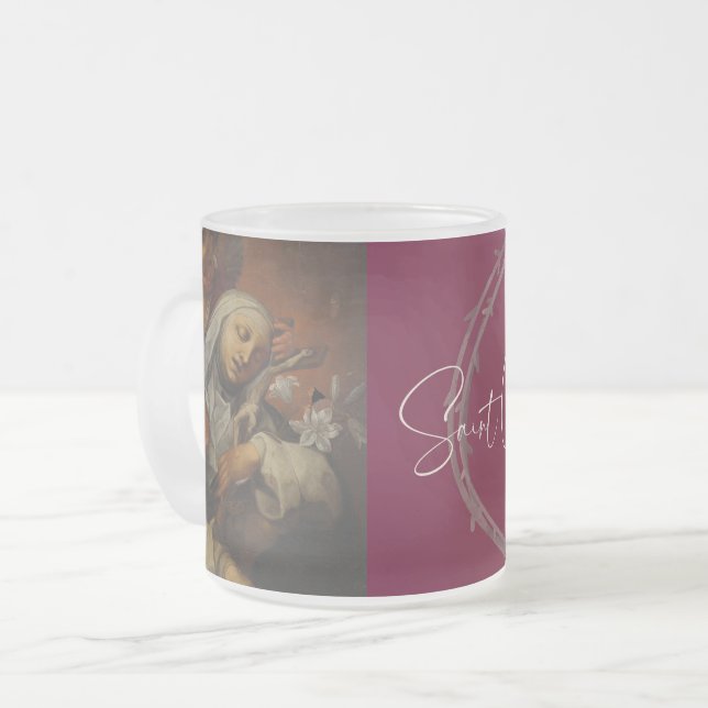 Caneca De Café Vidro Jateado Santo Catherine de Siena, Santo católico Mug (Frente Esquerda)