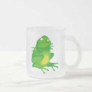 Caneca De Café Vidro Jateado Sapo verde mal-humorado