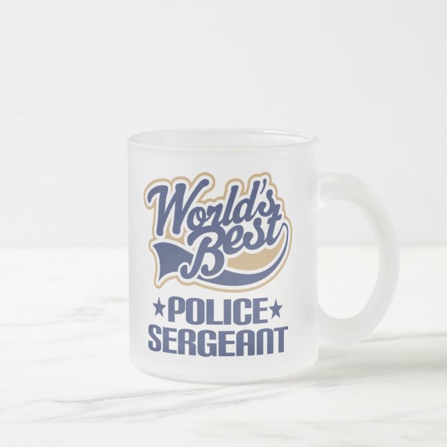 Caneca De Café Vidro Jateado Sargento de polícia presente (Direita)