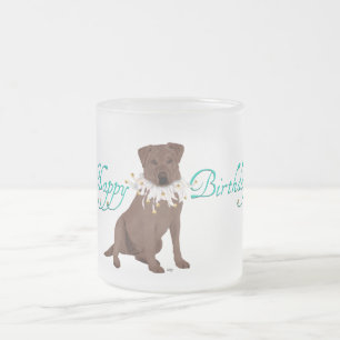 Caneca De Café Vidro Jateado Saudações de Aniversário do Labrador Retriever