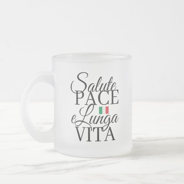 Caneca De Café Vidro Jateado Saúde, Paz e Longa Vida  (Esquerda)