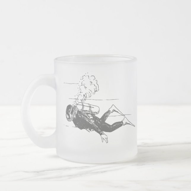 Caneca De Café Vidro Jateado Scuba Diver (Esquerda)