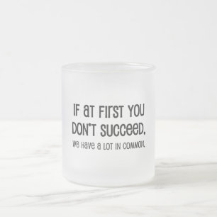 Caneca De Café Vidro Jateado Se À Primeira Você Não Consegue