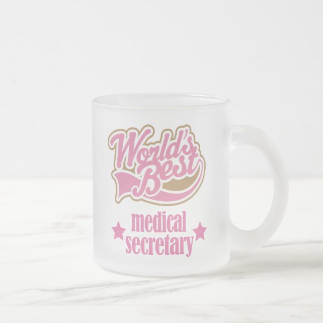 Caneca De Café Vidro Jateado Secretário médico Presente (mundos melhores) (Direita)