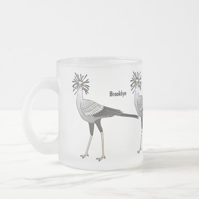 Caneca De Café Vidro Jateado Secretary bird cartoon illustration  (Esquerda)