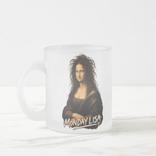 Caneca De Café Vidro Jateado Segunda-feira Lisa Arte Divertida do Renascimento
