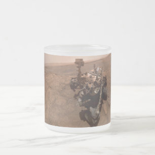 Caneca De Café Vidro Jateado Selfie da Paisagem Marciana Vermelha do Curiosity