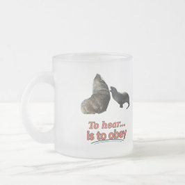 Caneca De Café Vidro Jateado Selo Engraçado Para Ouvir é Obedecer